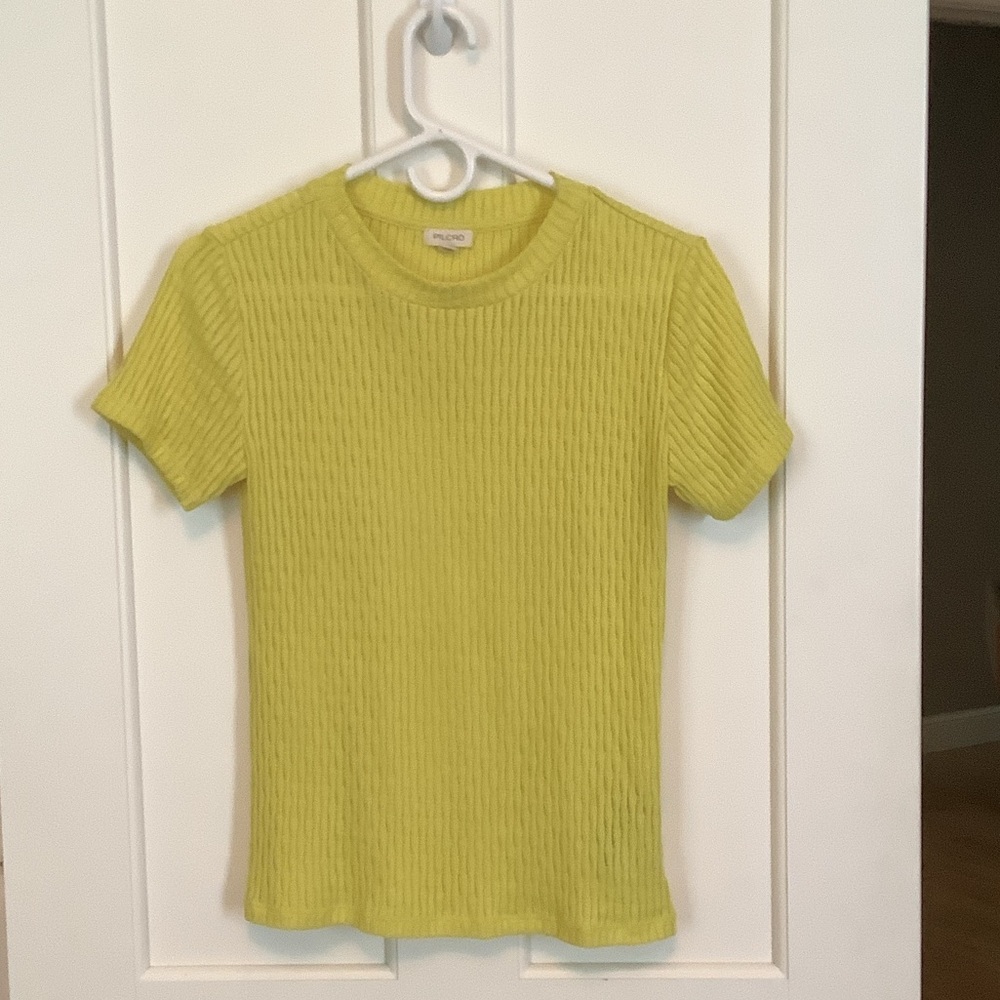Pilcro Lime Green Ribbed Crewneck Tee